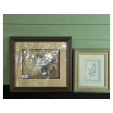 Set of 2 Framed Art Pieces with Botanical and Nature Themes