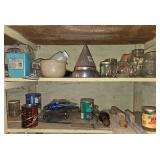 Assorted Kitchen and Canning Supplies with Vintage Coffee Tins