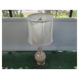 Decorative Table Lamp with Assorted Baskets and Faux Flower Arrangement