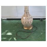 Decorative Table Lamp with Assorted Baskets and Faux Flower Arrangement