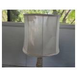 Decorative Table Lamp with Assorted Baskets and Faux Flower Arrangement