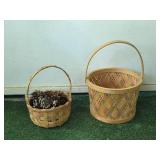 Decorative Table Lamp with Assorted Baskets and Faux Flower Arrangement