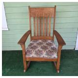 Vintage Wooden Rocking Chair with Floral Upholstery