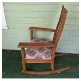 Vintage Wooden Rocking Chair with Floral Upholstery