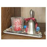 Assorted Vintage Home Decor Collection including Brass Plates, Crystal Dishes, and More