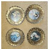 Assorted Vintage Home Decor Collection including Brass Plates, Crystal Dishes, and More
