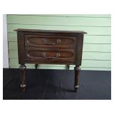 Antique Wooden Side Table with Two Drawers
