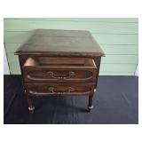 Antique Wooden Side Table with Two Drawers