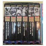 Collection of VHS Tapes and Cassette Tapes including America Goes to War Series