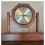 Vintage Wooden Mantel Clock, Candle Holder, Decorative Decanter