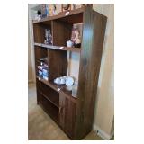 Vintage MCM Dark Wood Shelving Unit ONLY - CONTENTS NOT INCLUDED