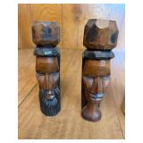 Assorted Decorative Home Items Including Wood Carvings and Trinkets