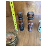 Assorted Decorative Home Items Including Wood Carvings and Trinkets