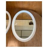 Pair of Oval Wall Mirrors with White Frames