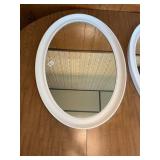 Pair of Oval Wall Mirrors with White Frames
