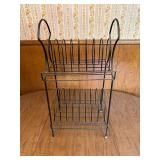 Vintage Metal Wire Floor Magazine/Vinyl Rack