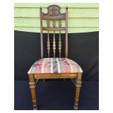 Vintage Dining Table with 6 Carved Chairs and Cushions