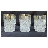 Decorative Metal Magazine Rack with Crystal Glasses and Amber Vase