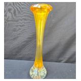 Decorative Metal Magazine Rack with Crystal Glasses and Amber Vase