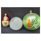 Collection of Vintage Christmas Ornaments and Porcelain Candle Holders