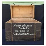 Vintage Almina Johnson Wooden Storage Chest with Hand-Painted Letters