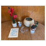 Assorted Home Decoration Items Featuring Planter and Figurine
