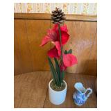 Assorted Home Decoration Items Featuring Planter and Figurine