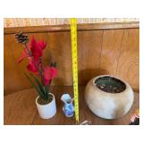 Assorted Home Decoration Items Featuring Planter and Figurine
