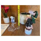 Assorted Home Decoration Items Featuring Planter and Figurine
