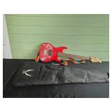 J. Reynolds Electric Guitar with Rainbow Strap and Dean Gig Bag