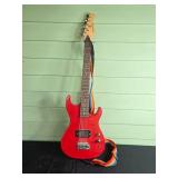 J. Reynolds Electric Guitar with Rainbow Strap and Dean Gig Bag