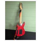 J. Reynolds Electric Guitar with Rainbow Strap and Dean Gig Bag