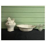 Set of 3 Vintage Ceramic and Glass Home Decor Pieces