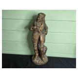 Trio of Decorative Statues: Two Bronze-like Figures and a Cement Madonna