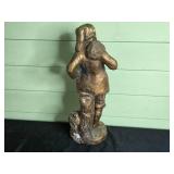 Trio of Decorative Statues: Two Bronze-like Figures and a Cement Madonna