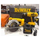 Dewalt Battery Operated Drill, Trim Saw