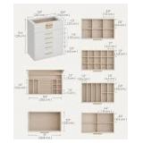 SONGMICS Jewelry Box Organizer with Glass Lid, 6-Layer Jewelry Storage, with 5 Drawers, Modern Style