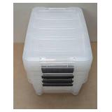 Set of 4 - IRIS Buckle Up Storage Set -12.9 Quart, Clear