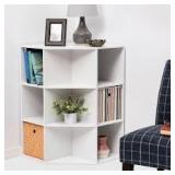 Corner Cube Bookshelf White - Room Essentials™: 3 Shelves, 9 Compartments, Bookcase & Toy Storage, 11" Cube System Compatible