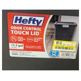 Hefty 13gal Odor Block Trash Can Black: Kitchen Touch-Top Garbage Can, Tight-Fitting Lid
