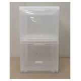 Set of 2 - Stackable Drop Front Boxes - Clear