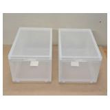 Set of 2 - Stackable Drop Front Boxes - Clear