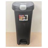 Hefty 12.3gal Slim Step Trash Can with Locking Lid Black: Large Kitchen Garbage Can, Pedal-Operated, Removable Lid