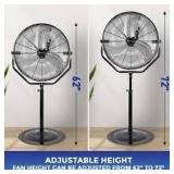 30 in. 3-Speeds High Velocity Tilting Pedestal Fan with Adjustable Height in Black - Large
