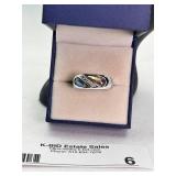 Sterling Silver Ring with Abalone Shell and Crystal Accents