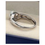 Sterling Silver Opal and Diamond Accent Ring