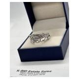 925 Sterling Silver Intricate Leaf Design Ring