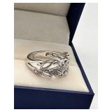 925 Sterling Silver Intricate Leaf Design Ring