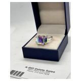 Sterling Silver Ring with Multicolor Gemstone