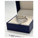 Sterling Silver Wedding Ring Set with Marquise Stone